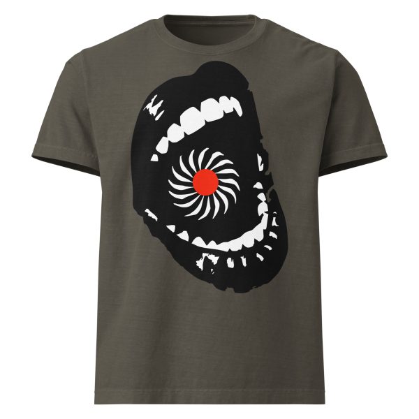 abstract screaming face spiral design, expressive illustration, oversized t-shirt