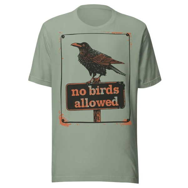 crow on sign illustration, rebellious tone, classic t-shirt