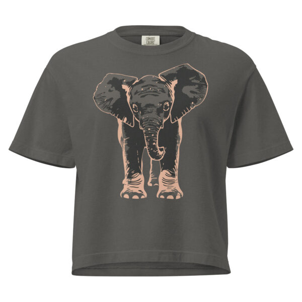 elephant with large ears illustration, playful design, cropped t-shirt