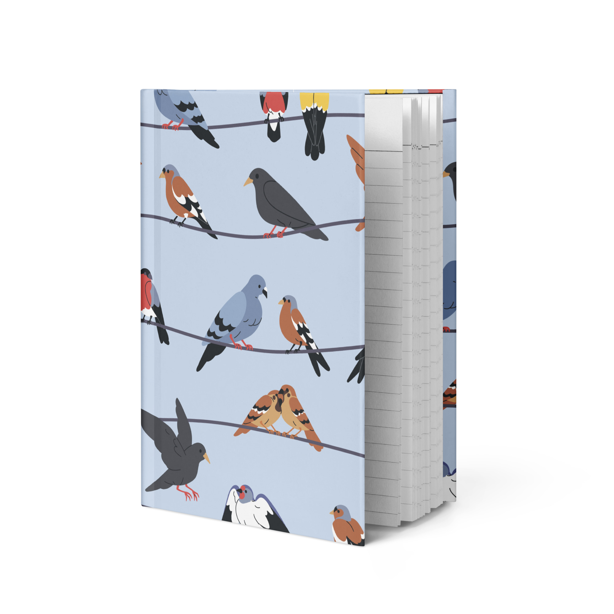 Pretty Birds Play Telephone — Hardcover Notebook